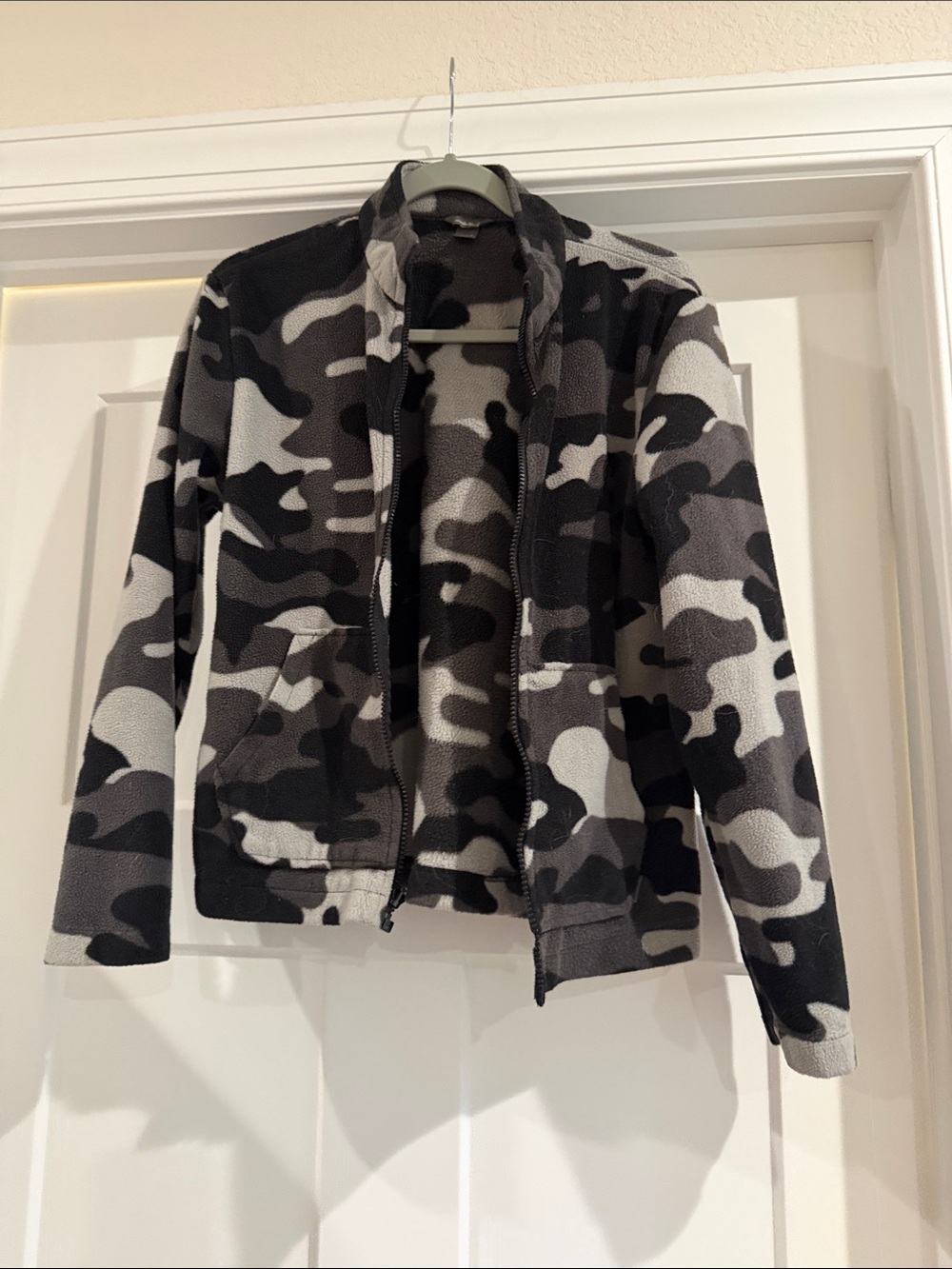 Eddie Bauer Kids Grey & Black Camo Fleece Zip Hoodie